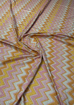 Pink Yellow Zigzag Lurex Fabric with Shine by the Metre - Whotex Fabrics London