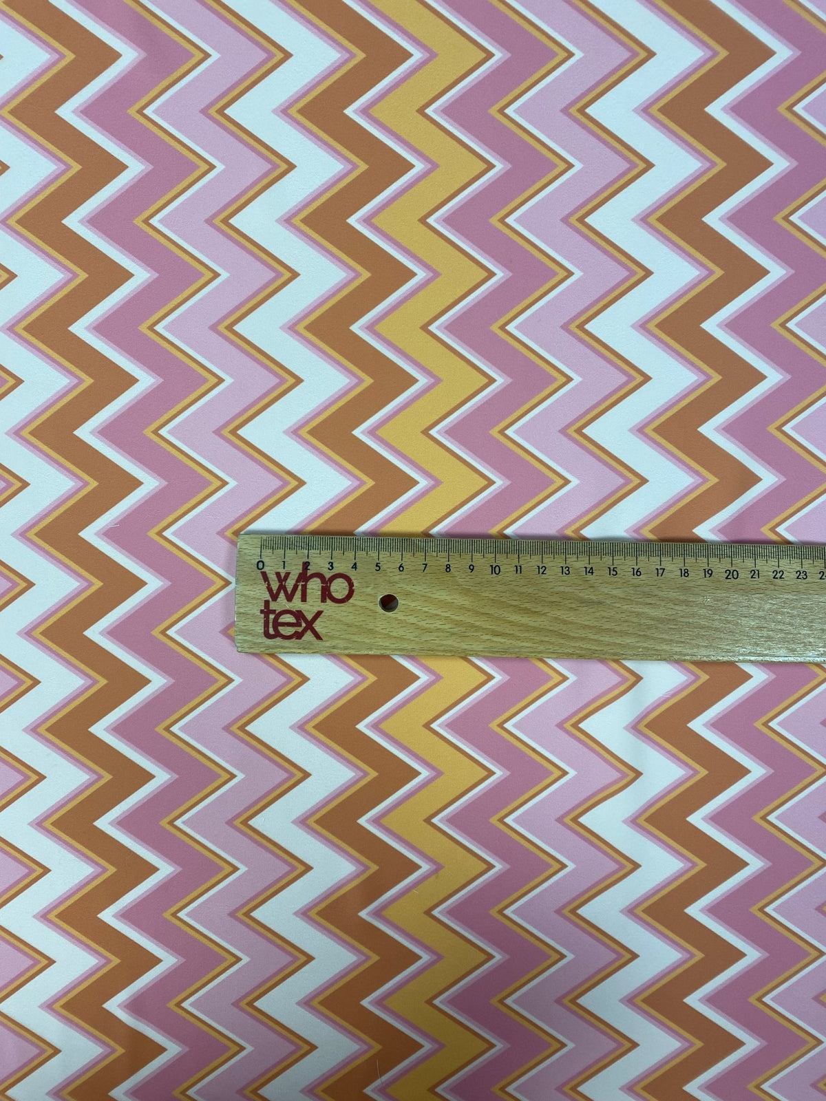 Pink Yellow Zigzag Shimmer Fabric by the Metre - Whotex Fabrics London