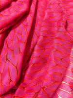 pink and white chevron knit jersey fabric with zigzag pattern and soft texture