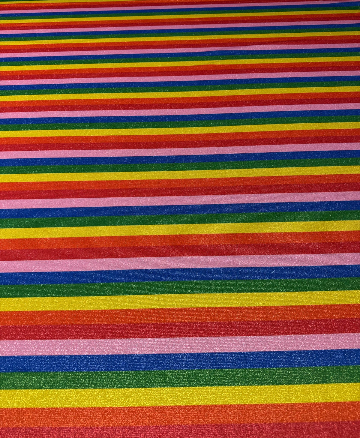 Rainbow Stripe Lurex Fabric by the Metre - Whotex Fabrics London
