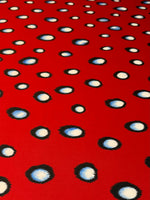 Red Abstract Polka Dot Stretch Scuba Fabric by the Metre - Whotex Fabrics London