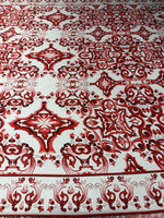 Red Baroque Satin Fabric by the Metre - Whotex Fabrics London