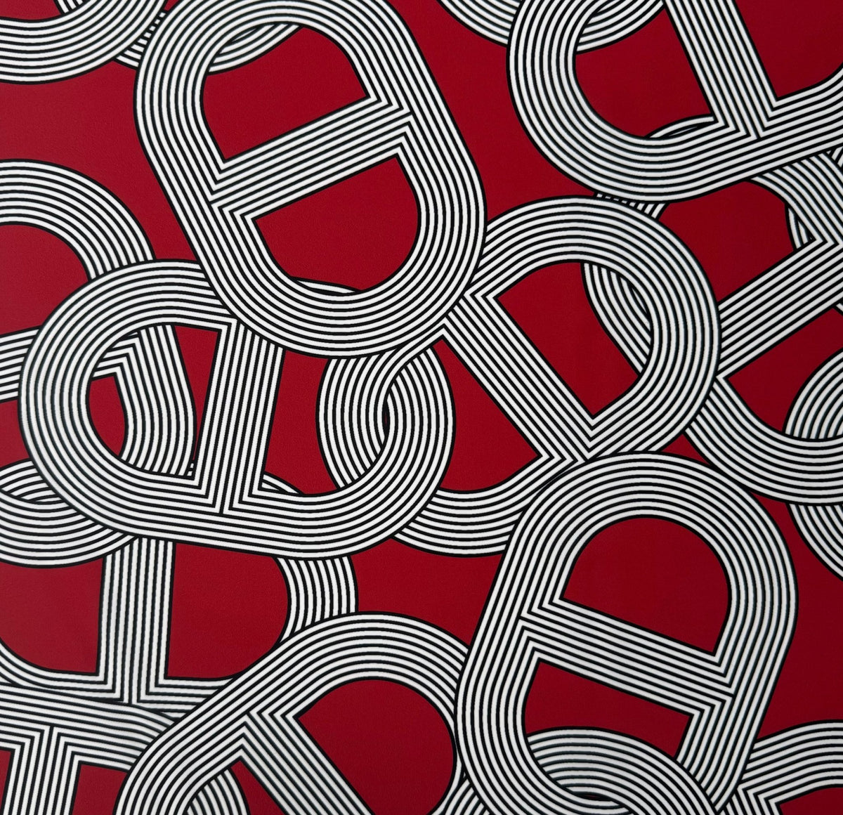 Red Geometric Pattern Fabric by the Metre - Whotex Fabrics London