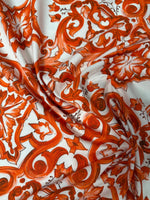 Red Sicilian Majolica Organic Cotton Poplin Fabric by the Metre - Whotex Fabrics London