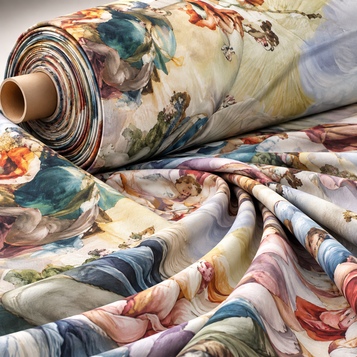 Renaissance Art Print Crepe Fabric by the Metre - Whotex Fabrics London