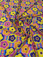 Retro Floral Lycra Stretch Fabric by the Metre - Whotex Fabrics London