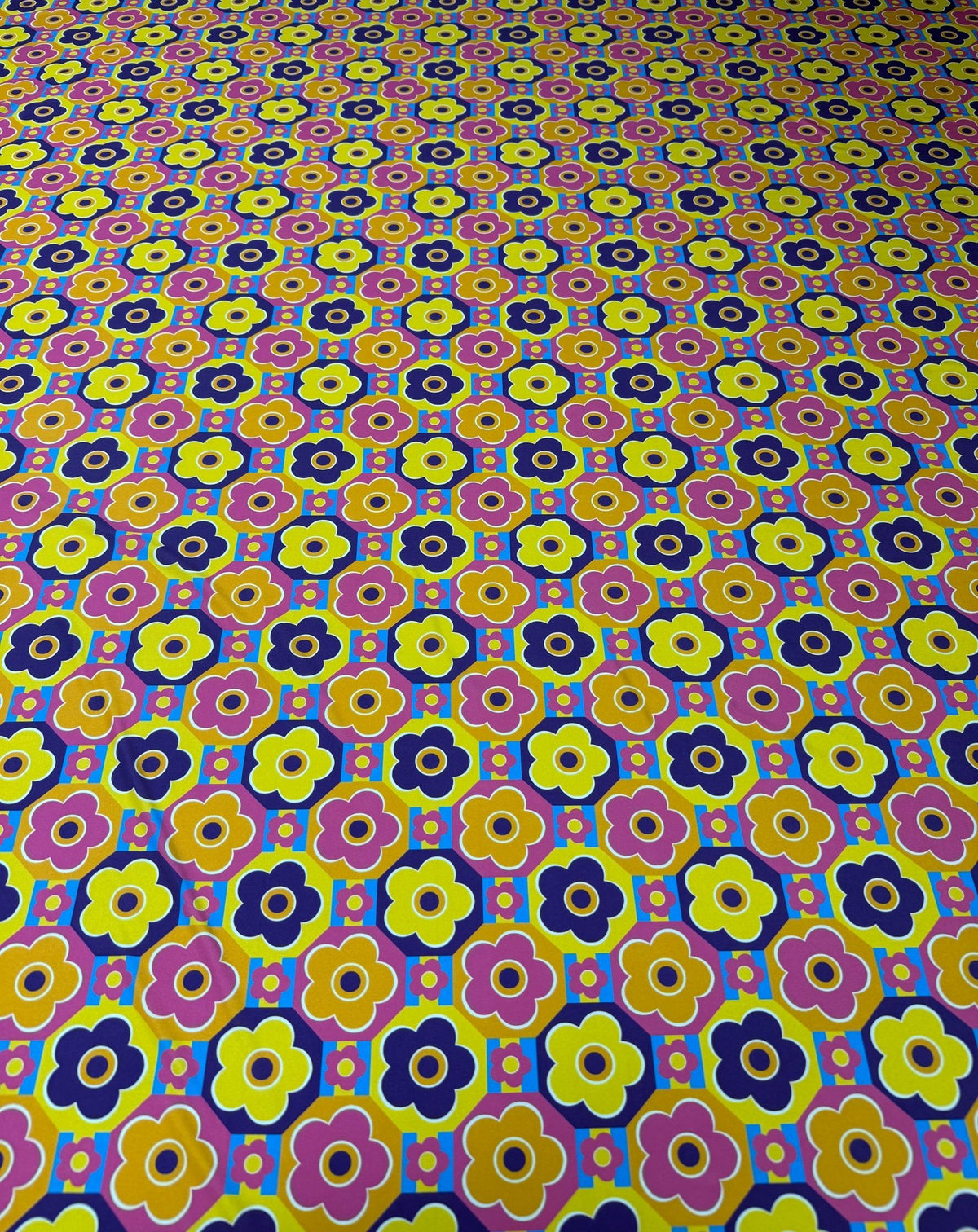 Retro Floral Lycra Stretch Fabric by the Metre - Whotex Fabrics London