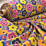 Retro Floral Lycra Stretch Fabric by the Metre - Whotex Fabrics London