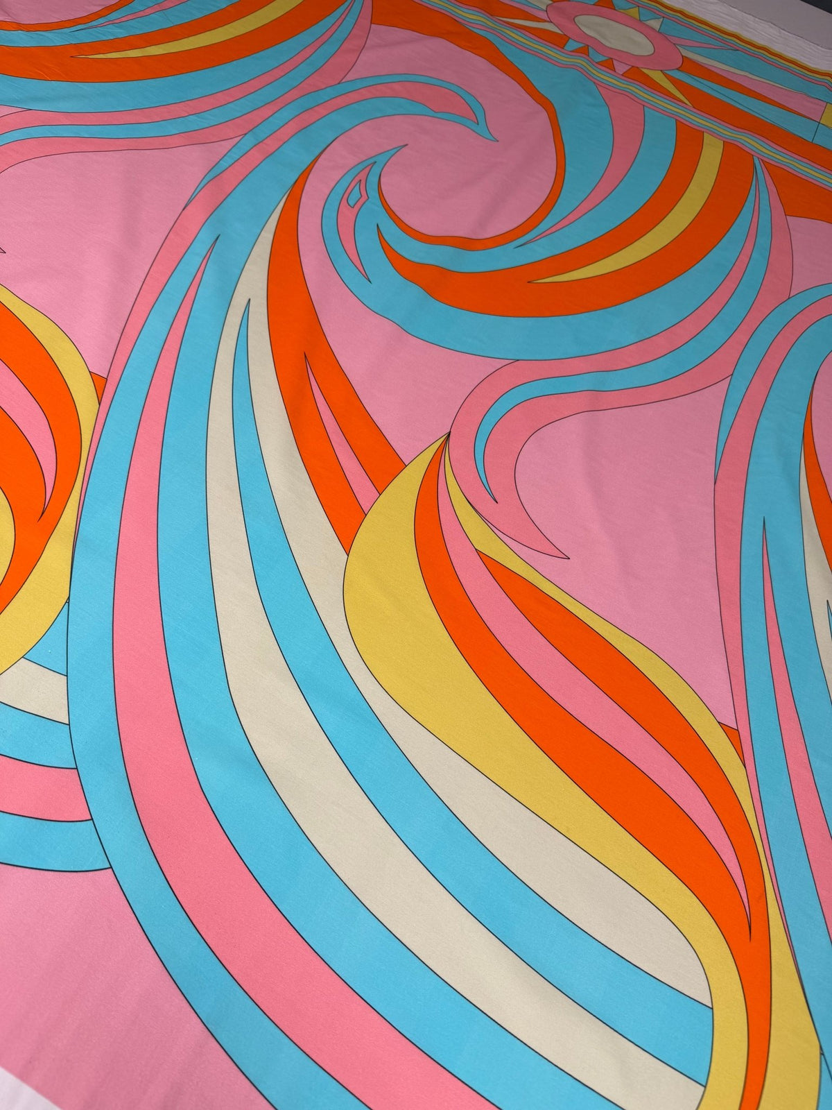 Retro Sunburst Waves Organic Cotton Poplin Fabric by the Metre - Whotex Fabrics London