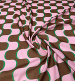 Retro Wave Print Linen Fabric by the Metre - Whotex Fabrics London