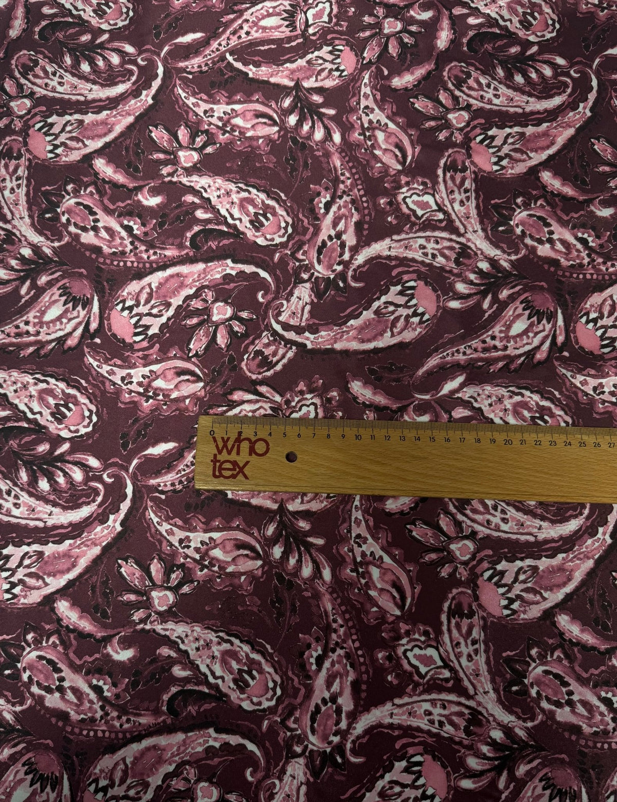 Rich Burgundy Paisley Fabric by the Metre - Whotex Fabrics London