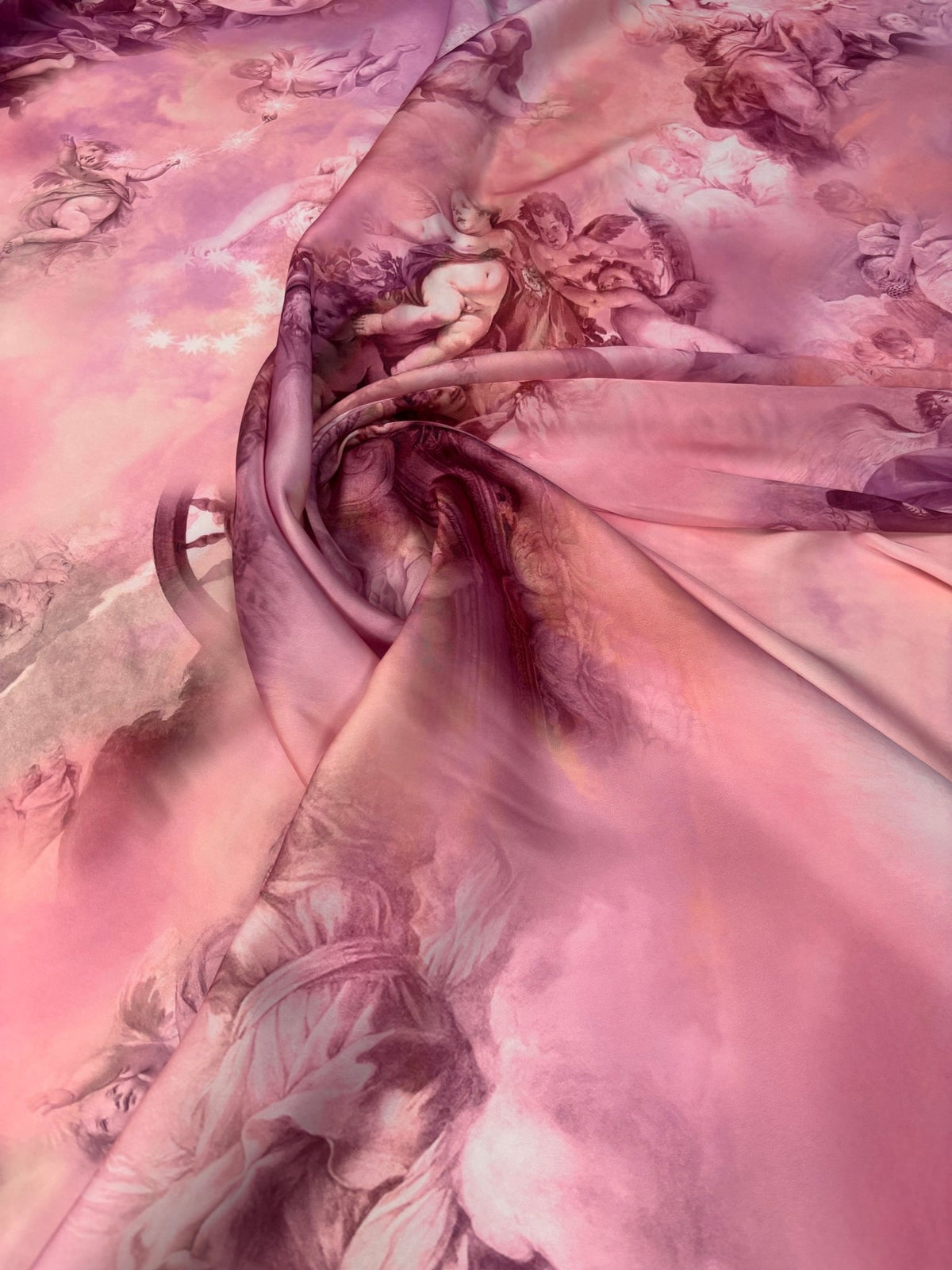Romantic Pink Chiffon Satin Fabric by the Metre – Renaissance Art Print - Whotex Online Fabric Store