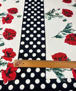 Rose & Polka Dot Crepe Fabric by the Metre - Whotex Fabrics London
