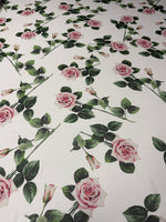 Rose Print Chiffon Fabric by the Metre - Whotex Fabrics London