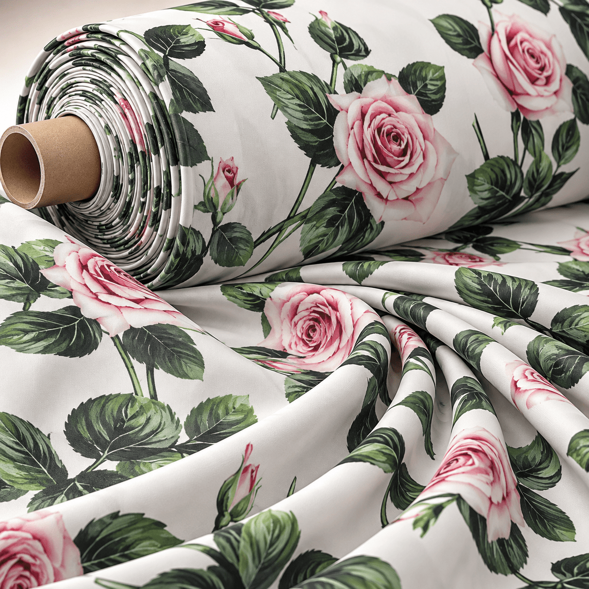 Rose Print Chiffon Fabric by the Metre - Whotex Fabrics London