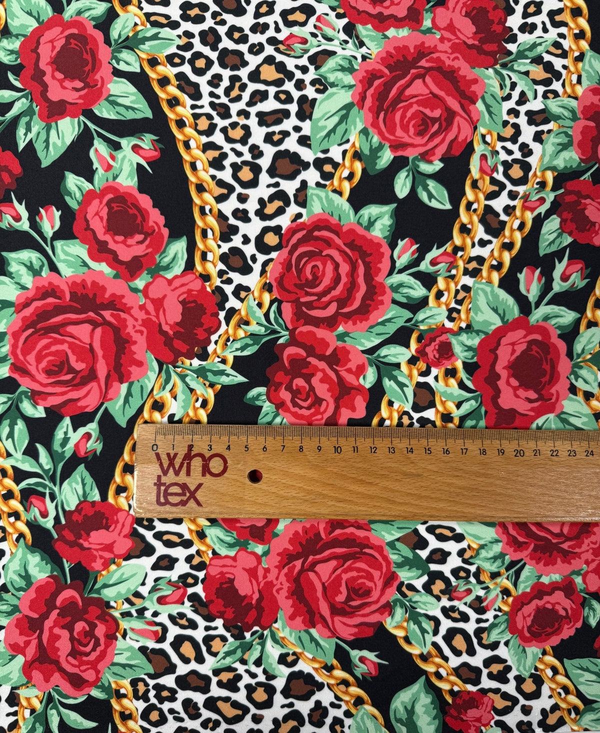 Rose Print Lycra Stretch Fabric by the Metre - Whotex Fabrics London