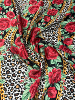 Rose Print Satin Fabric by the Metre - Whotex Fabrics London