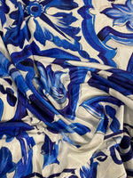Royal Blue Baroque Velvet Fabric by the Metre - Whotex Fabrics London