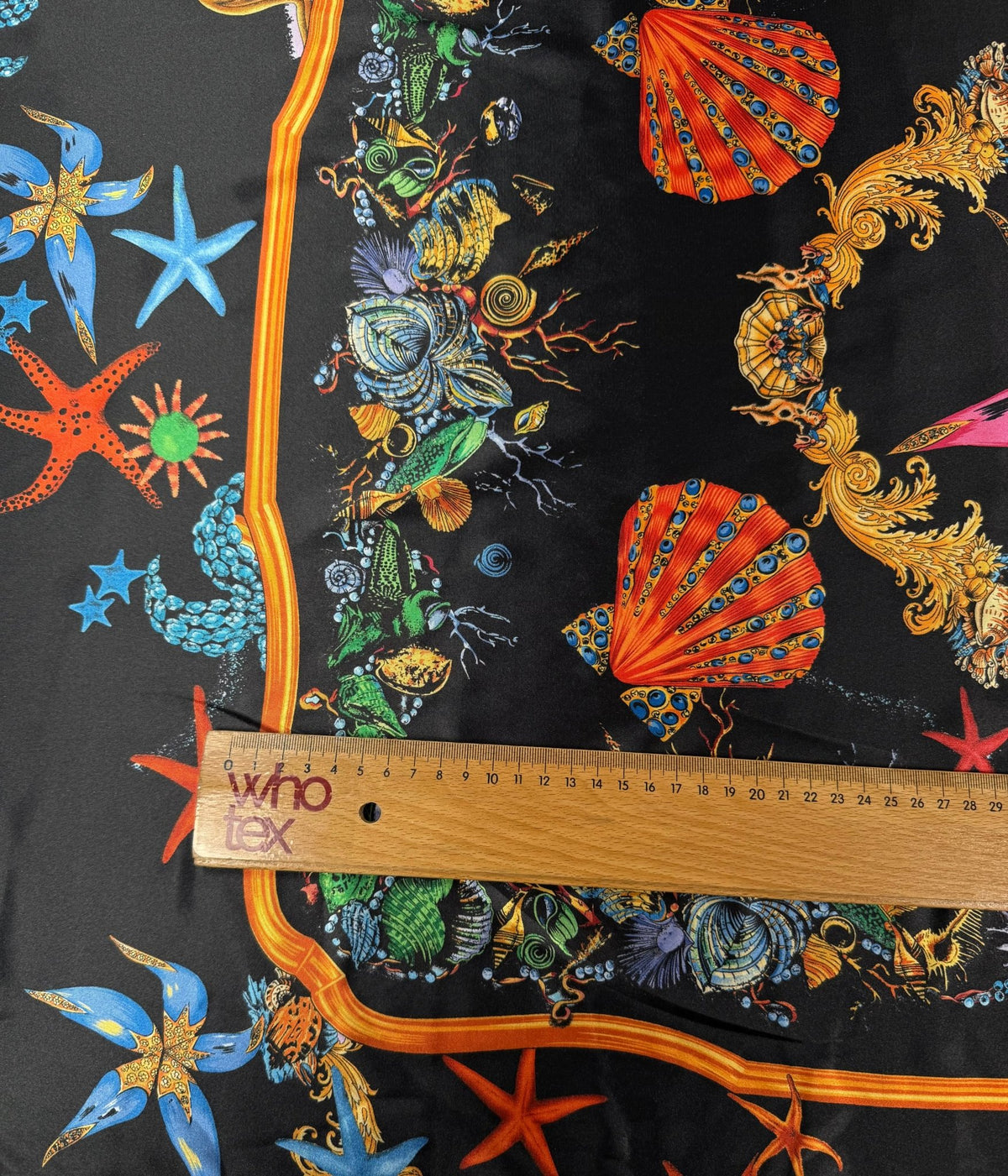 Sea Life Print Lycra Satin Fabric by the Metre - Whotex Fabrics London