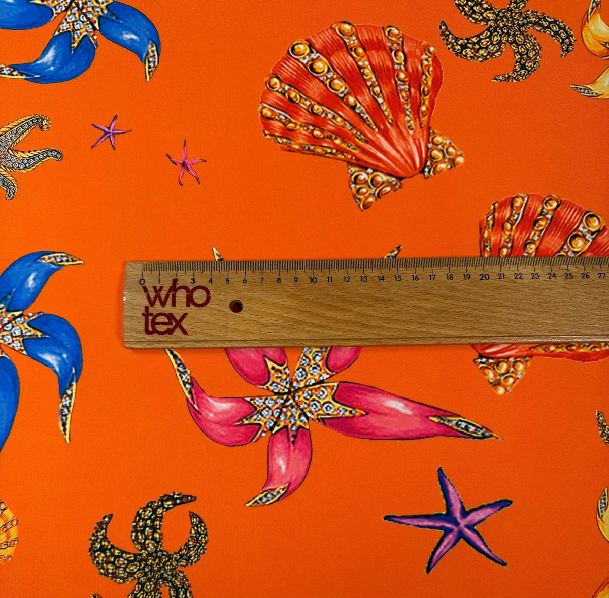 Seashell Print Spandex Fabric by the Metre - Whotex Fabrics London