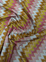 Shimmer Zigzag Lurex Fabric – Pink & Gold Multi | Dressmaking - Whotex Fabrics London
