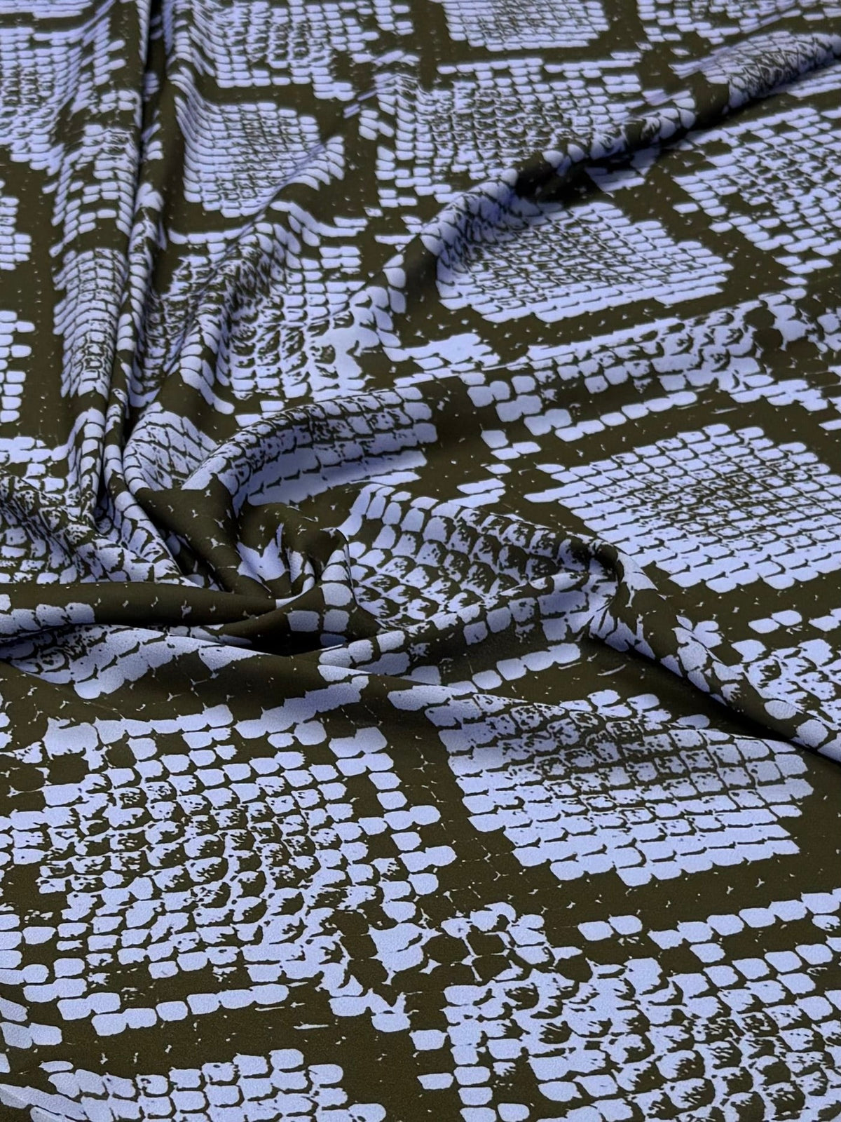Snakeskin Print Moss Crepe Fabric by the Metre - Whotex Fabrics London