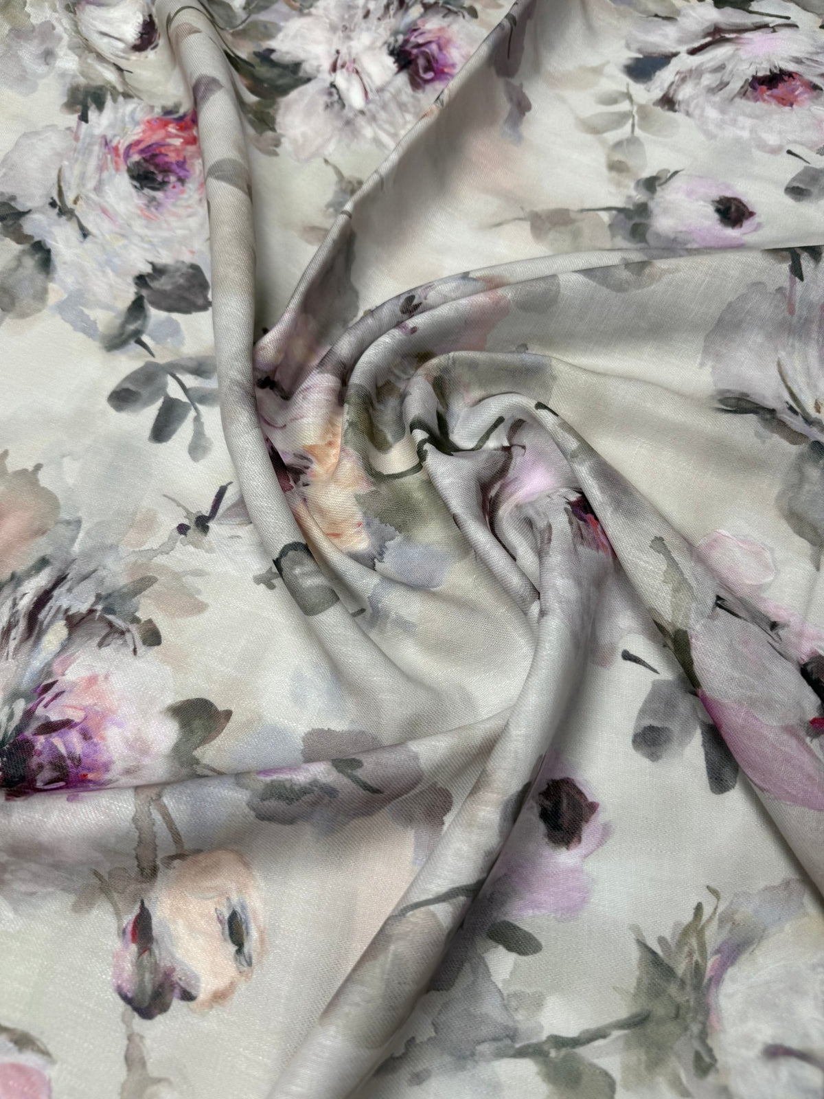 Soft Floral Print Linen Fabric by the Metre - Whotex Fabrics London