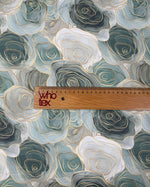 Soft Green Floral Chiffon Fabric by the Metre - Whotex Fabrics London