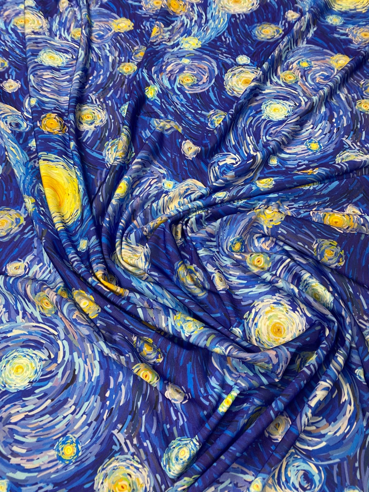 Starry Night Print Lycra Stretch Fabric by the Metre - Whotex Fabrics London