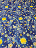 Starry Night Print Lycra Stretch Fabric by the Metre - Whotex Fabrics London