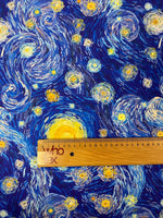Starry Night Print Lycra Stretch Fabric by the Metre - Whotex Fabrics London