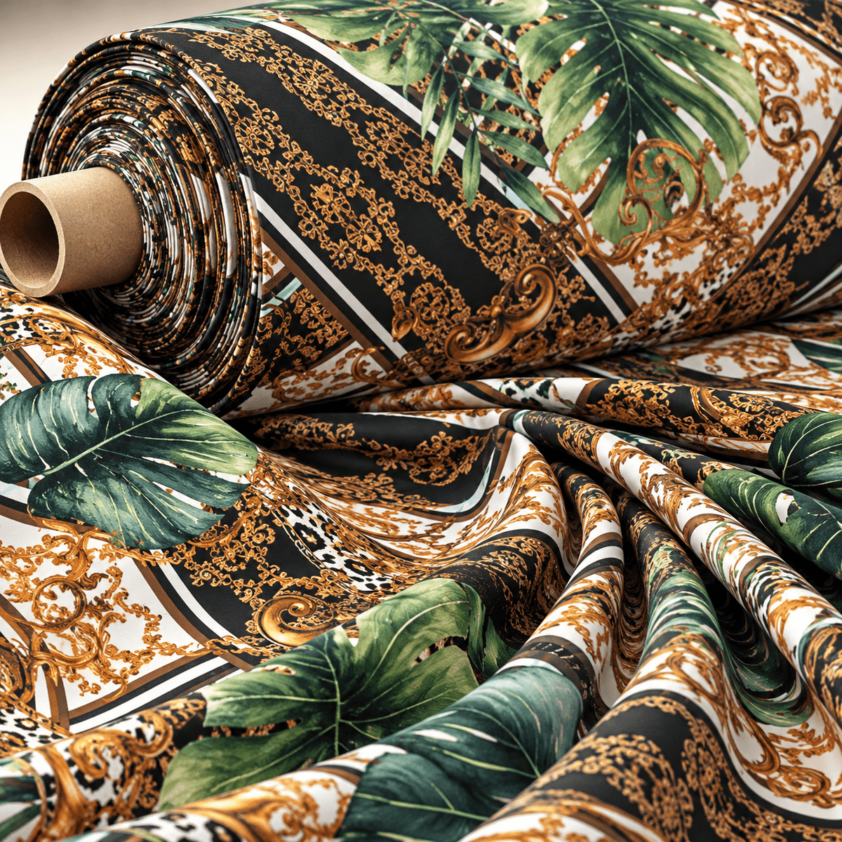 Tropical Baroque Crepe Fabric by the Metre - Whotex Fabrics London