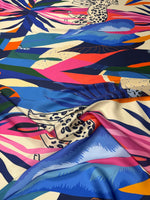 Tropical Leopard Print Satin Fabric by the Metre - Whotex Fabrics London