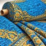 Turquoise Snake Skin Baroque Pattern Fabric for Stylish Designs Fabric by Metre - Whotex Fabrics London