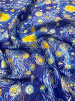 Van Gogh Inspired Satin Fabric By Metre - Whotex Fabrics London
