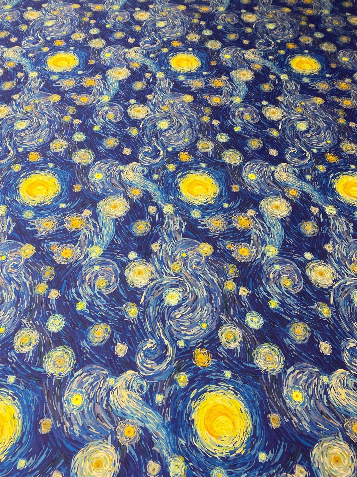 Van Gogh Inspired Satin Fabric By Metre - Whotex Fabrics London