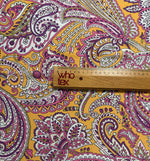 Vibrant Pink & Yellow Paisley Fabric by the Metre - Whotex Fabrics London