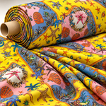 Vibrant Starfish & Seashells Organic Cotton Poplin Fabric by the Metre - Whotex Fabrics London
