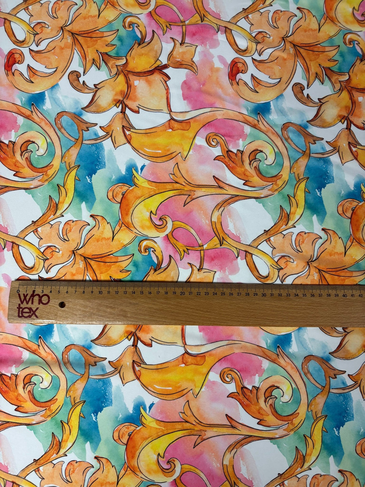 Watercolour Baroque Print Chiffon Satin Fabric by the Metre - Whotex Online Fabric Store