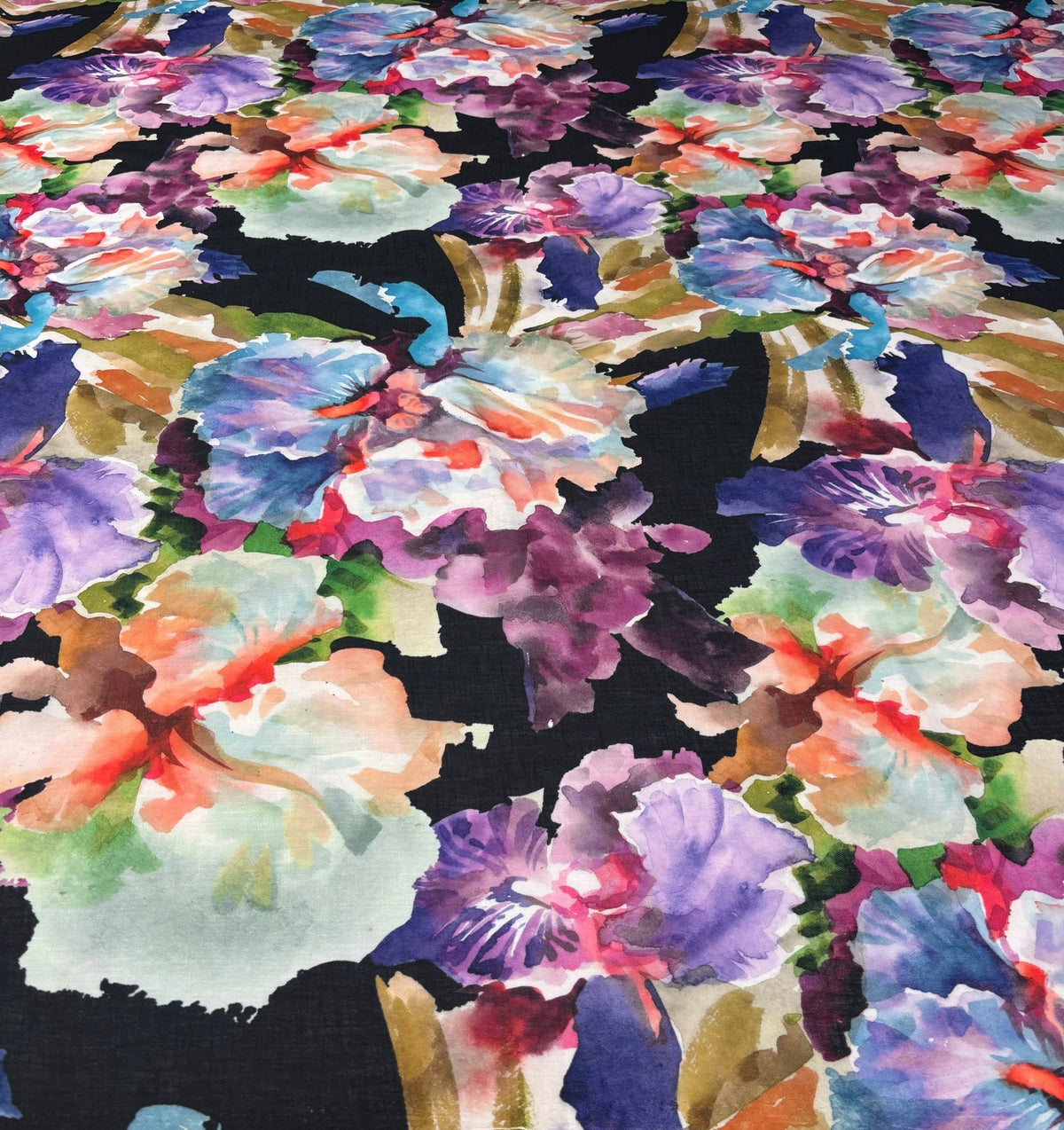 Watercolour Floral Linen Fabric by the Metre - Whotex Fabrics London