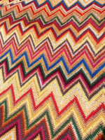 Colorful zigzag chevron upholstery fabric with vibrant digital print ideal for outdoor use and durable projects