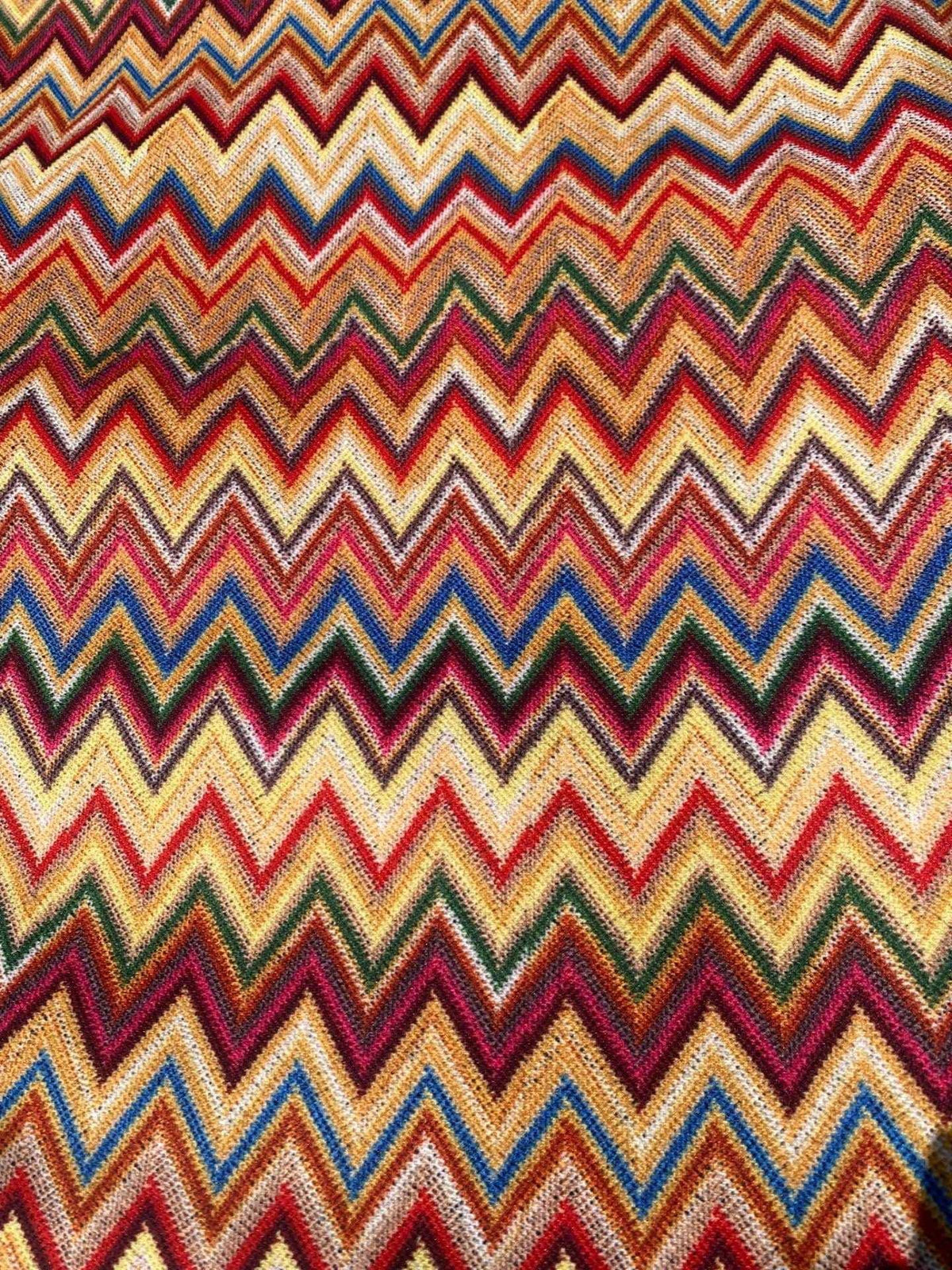 Colorful zigzag chevron upholstery fabric with vibrant digital print for outdoor use